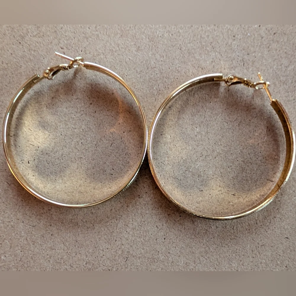 Stainless Steel Elegant Gold-Tone Textured Earrings